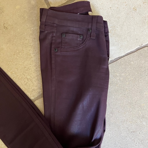 Rag & bone coated wine skinny jeans leggings SZ 24 - Picture 5 of 8